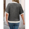 image:imageCicy Bell Womens Striped Cropped Sweaters Short Sleeve Knit Fall PulloverBlack