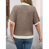 image:imageCicy Bell Womens Striped Cropped Sweaters Short Sleeve Knit Fall PulloverCoffee