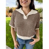image:imageCicy Bell Womens Striped Cropped Sweaters Short Sleeve Knit Fall PulloverCoffee