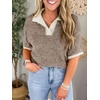 image:imageCicy Bell Womens Striped Cropped Sweaters Short Sleeve Knit Fall PulloverCoffee