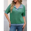 image:imageCicy Bell Womens Striped Cropped Sweaters Short Sleeve Knit Fall PulloverDark Green