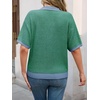 image:imageCicy Bell Womens Striped Cropped Sweaters Short Sleeve Knit Fall PulloverDark Green