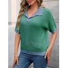 image:imageCicy Bell Womens Striped Cropped Sweaters Short Sleeve Knit Fall PulloverDark Green