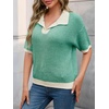 image:imageCicy Bell Womens Striped Cropped Sweaters Short Sleeve Knit Fall PulloverGreen