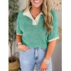 image:imageCicy Bell Womens Striped Cropped Sweaters Short Sleeve Knit Fall PulloverGreen