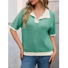 image:imageCicy Bell Womens Striped Cropped Sweaters Short Sleeve Knit Fall PulloverGreen