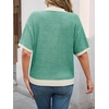 image:imageCicy Bell Womens Striped Cropped Sweaters Short Sleeve Knit Fall PulloverGreen
