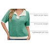 image:imageCicy Bell Womens Striped Cropped Sweaters Short Sleeve Knit Fall PulloverGreen