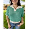 image:imageCicy Bell Womens Striped Cropped Sweaters Short Sleeve Knit Fall PulloverGreen