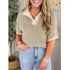 image:imageCicy Bell Womens Striped Cropped Sweaters Short Sleeve Knit Fall PulloverKhaki