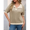 image:imageCicy Bell Womens Striped Cropped Sweaters Short Sleeve Knit Fall PulloverKhaki