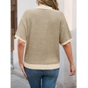 image:imageCicy Bell Womens Striped Cropped Sweaters Short Sleeve Knit Fall PulloverKhaki