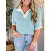 image:imageCicy Bell Womens Striped Cropped Sweaters Short Sleeve Knit Fall PulloverLight Blue