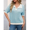 image:imageCicy Bell Womens Striped Cropped Sweaters Short Sleeve Knit Fall PulloverLight Blue