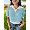 image:imageCicy Bell Womens Striped Cropped Sweaters Short Sleeve Knit Fall PulloverLight Blue