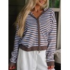 image:imageCicy Bell Womens Striped Hooded Cardigan Zip Up Knit Long Sleeve SweatersCoffee