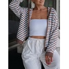 image:imageCicy Bell Womens Striped Hooded Cardigan Zip Up Knit Long Sleeve SweatersCoffee