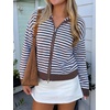 image:imageCicy Bell Womens Striped Hooded Cardigan Zip Up Knit Long Sleeve SweatersCoffee