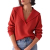 image:imageCicy Bell Womens Pullover Sweaters Lapel Collar V Neck Long Sleeve SweaterRed