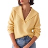 image:imageCicy Bell Womens Pullover Sweaters Lapel Collar V Neck Long Sleeve SweaterYellow