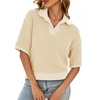 image:imageCicy Bell Womens Striped Cropped Sweaters Short Sleeve Knit Fall PulloverBeige