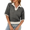 image:imageCicy Bell Womens Striped Cropped Sweaters Short Sleeve Knit Fall PulloverBlack