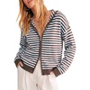 image:imageCicy Bell Womens Striped Hooded Cardigan Zip Up Knit Long Sleeve SweatersCoffee
