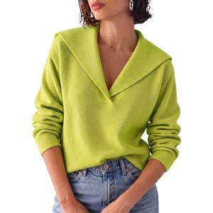image:imageCicy Bell Womens Pullover Sweaters Lapel Collar V Neck Long Sleeve SweaterFruit Green