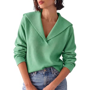 image:imageCicy Bell Womens Pullover Sweaters Lapel Collar V Neck Long Sleeve SweaterGreen