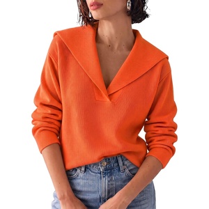 image:imageCicy Bell Womens Pullover Sweaters Lapel Collar V Neck Long Sleeve SweaterOrange