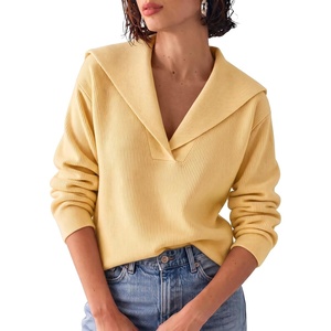 image:imageCicy Bell Womens Pullover Sweaters Lapel Collar V Neck Long Sleeve SweaterYellow
