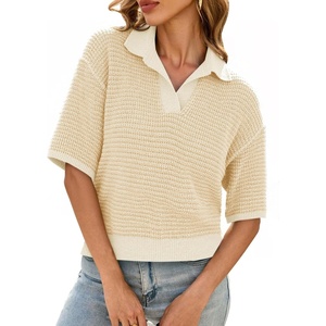image:imageCicy Bell Womens Striped Cropped Sweaters Short Sleeve Knit Fall PulloverBeige