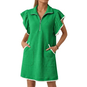 image:imageCicy Bell Womens Ruffle Cap Sleeve Sweatshirt Dress Summer Mini DressesGreen
