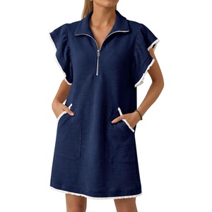 image:imageCicy Bell Womens Ruffle Cap Sleeve Sweatshirt Dress Summer Mini DressesNavy