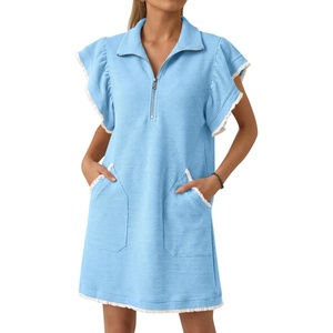 image:imageCicy Bell Womens Ruffle Cap Sleeve Sweatshirt Dress Summer Mini DressesSky Blue